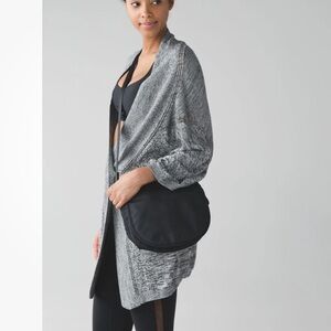 Lululemon Breeze Easy Cardigan Wrap Sweater Heathered Light Grey / Deep Coal